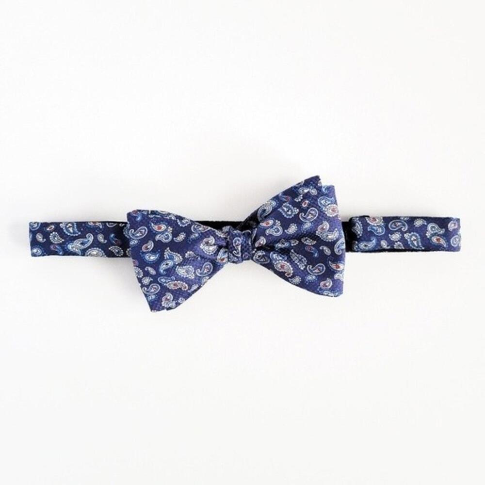 NEW Eton Bow Tie Italian Silk Paisley Pattern Blue Red Tan White Mens - Picture 5 of 9